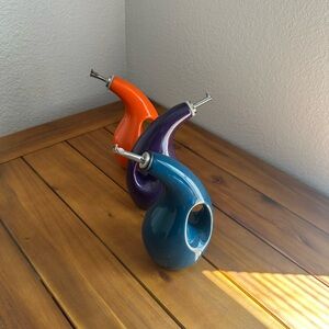 Rachael Ray 3-Piece Ceramic EVOO Oil Dispenser Set – Blue, Orange & Purple